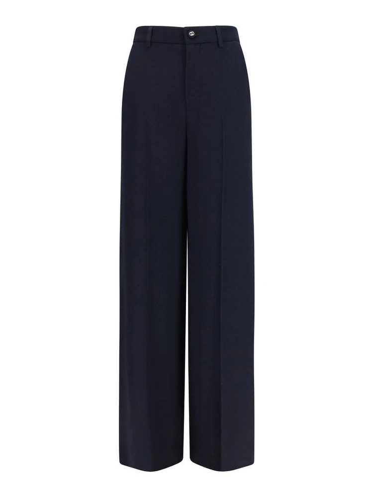 Blue Viscose Casual Pants