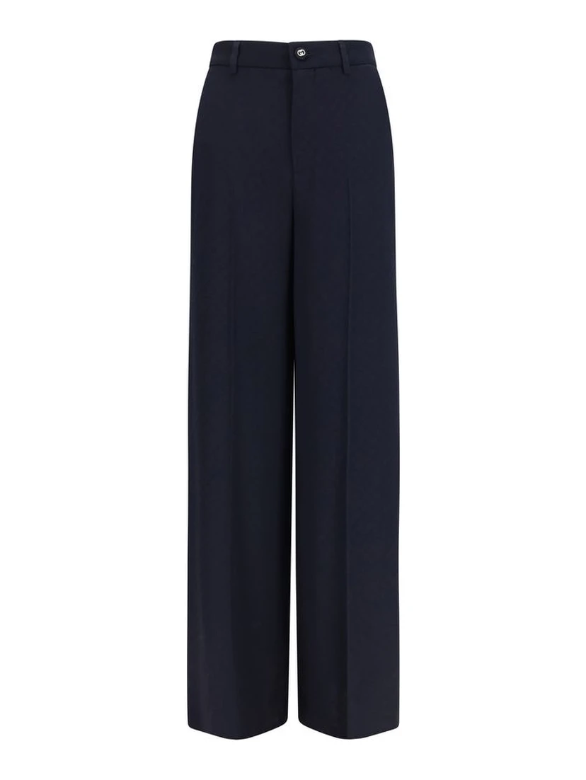 Blue Viscose Casual Pants