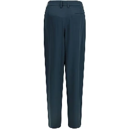 Blue Silk Casual Pants