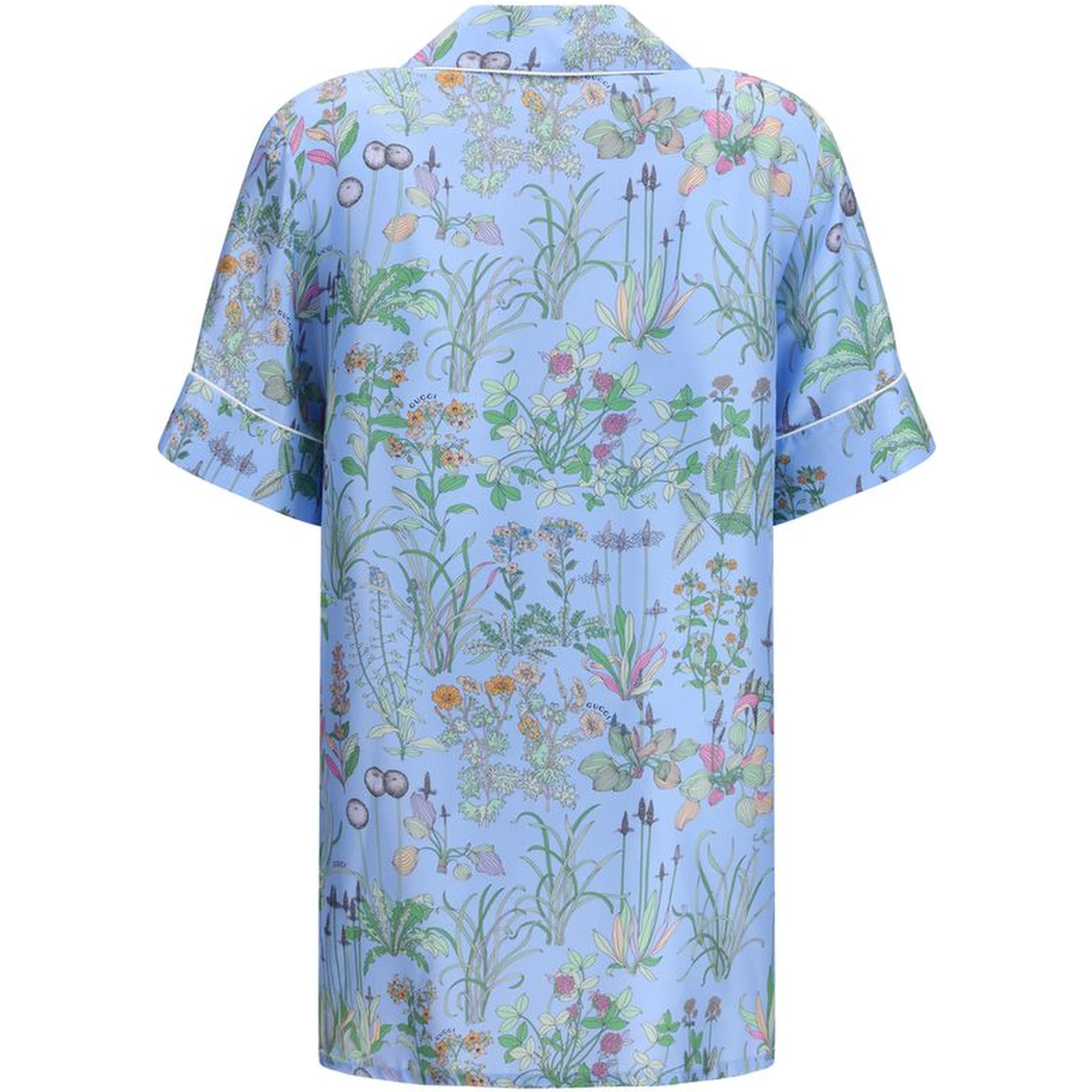 Blue Silk Pattern Shirt