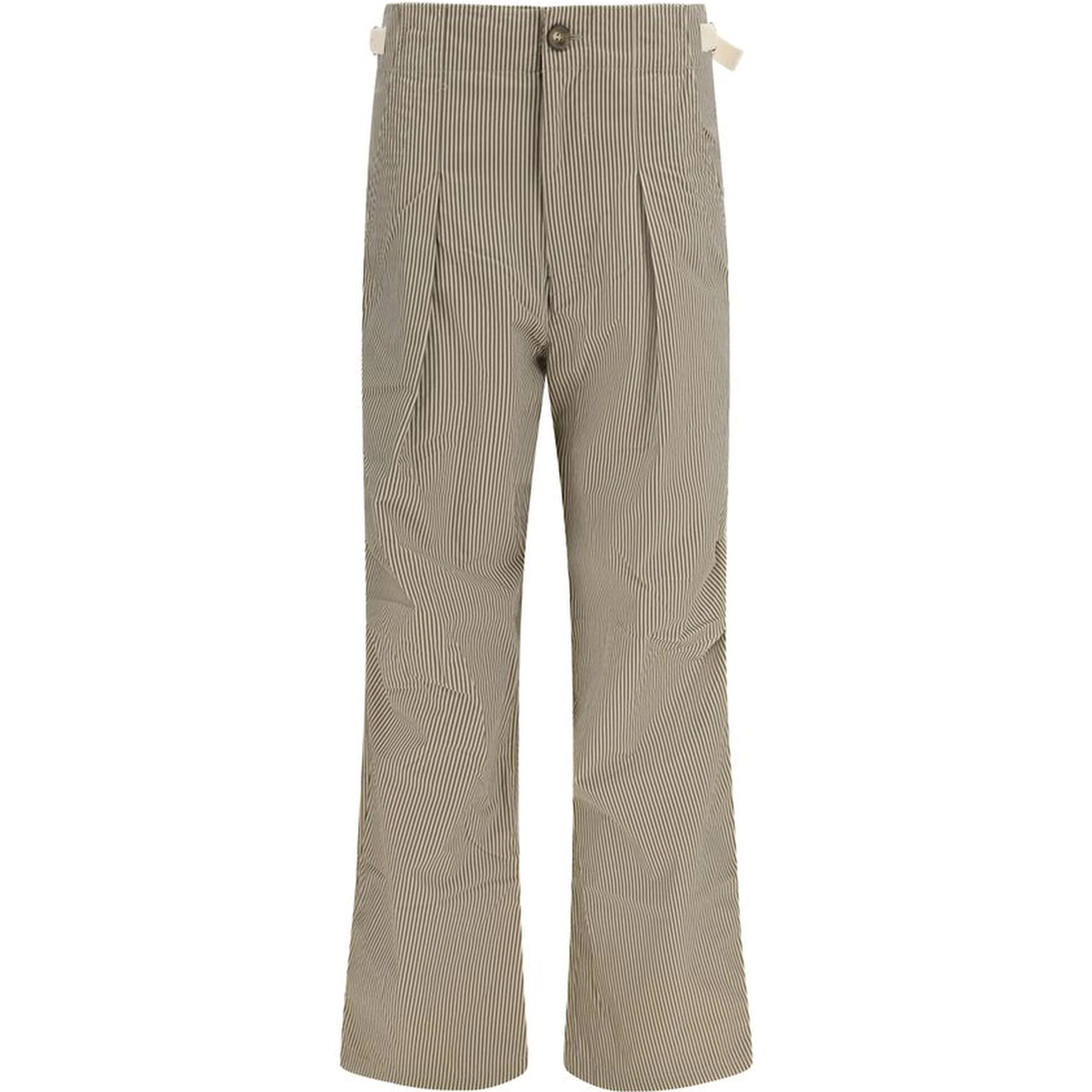 Beige Cotton Casual Pants