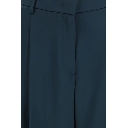 Blue Silk Casual Pants