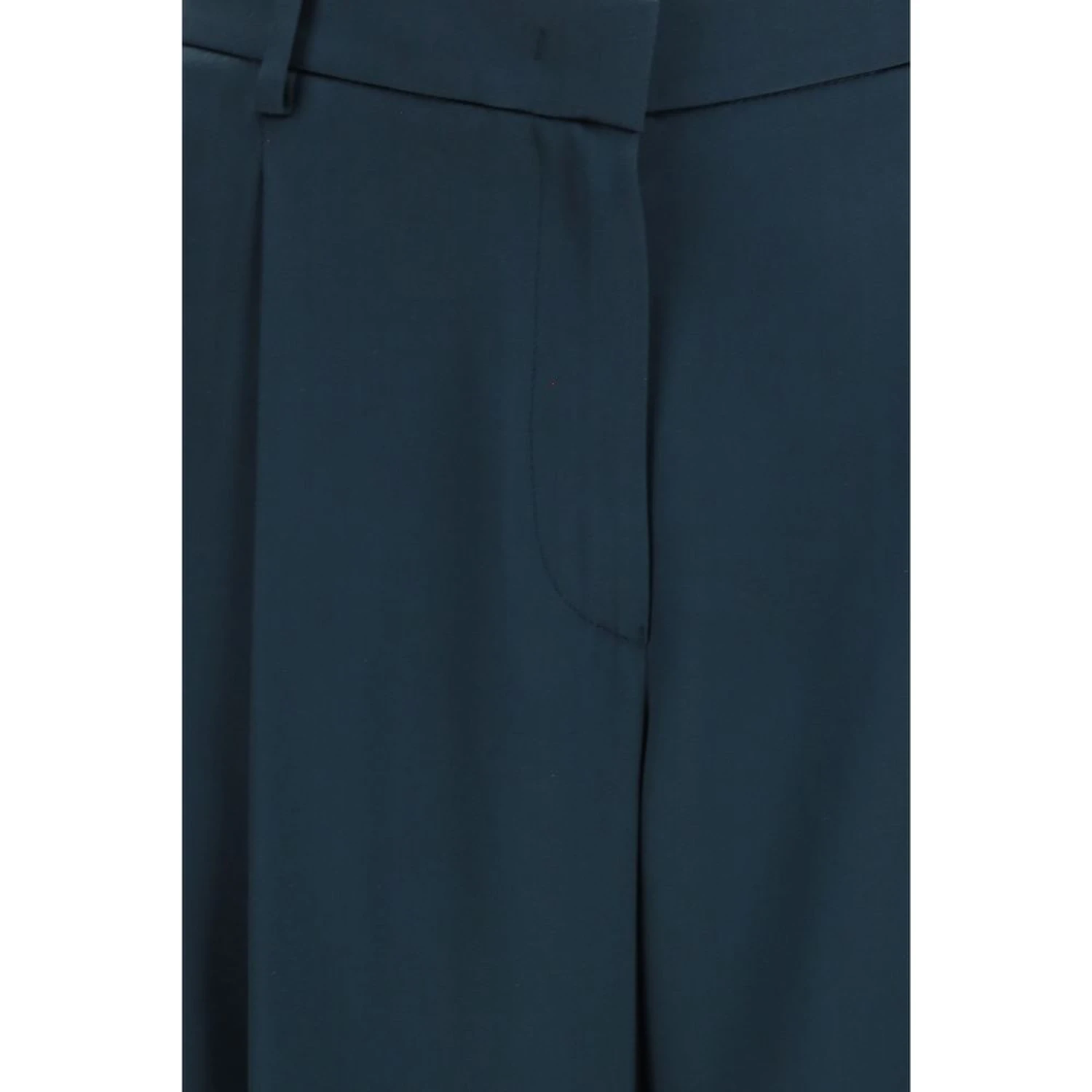 Blue Silk Casual Pants