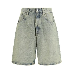 Blue Cotton Bermuda Shorts