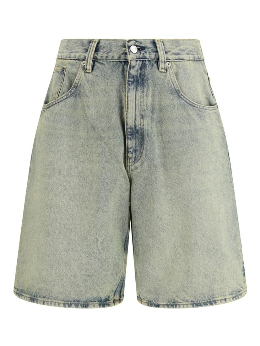 Blue Cotton Bermuda Shorts