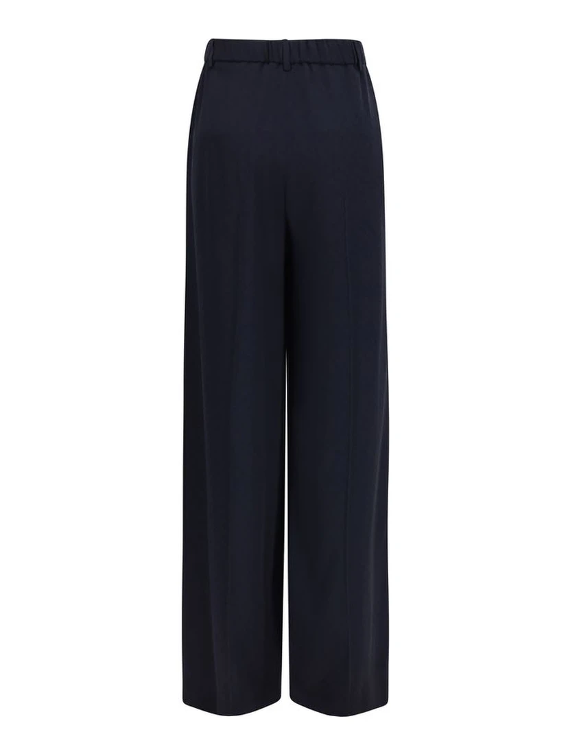 Blue Viscose Casual Pants
