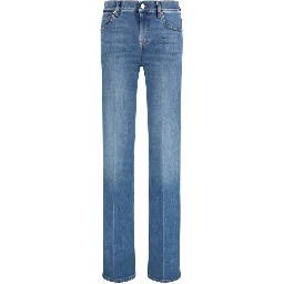 Blue Cotton Flared Jeans