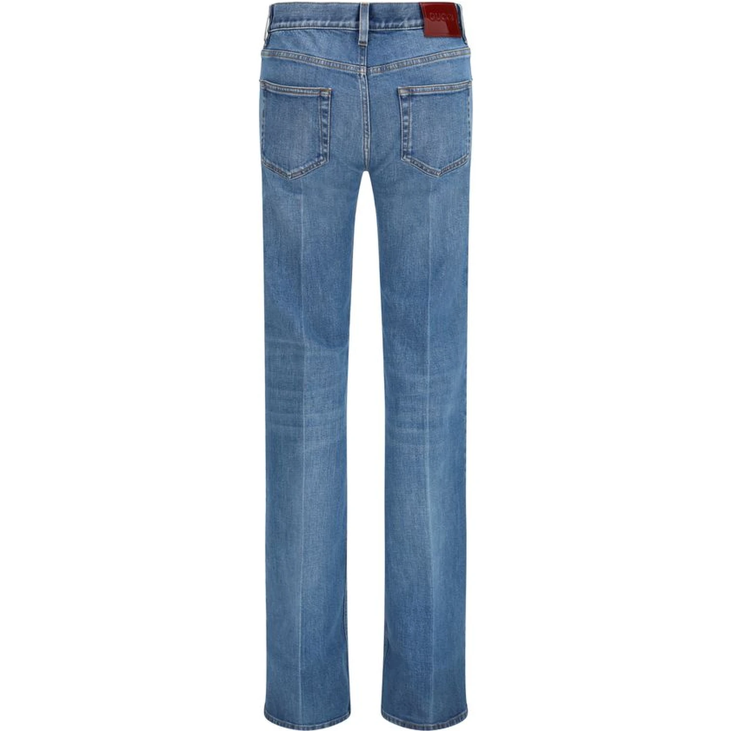 Blue Cotton Flared Jeans