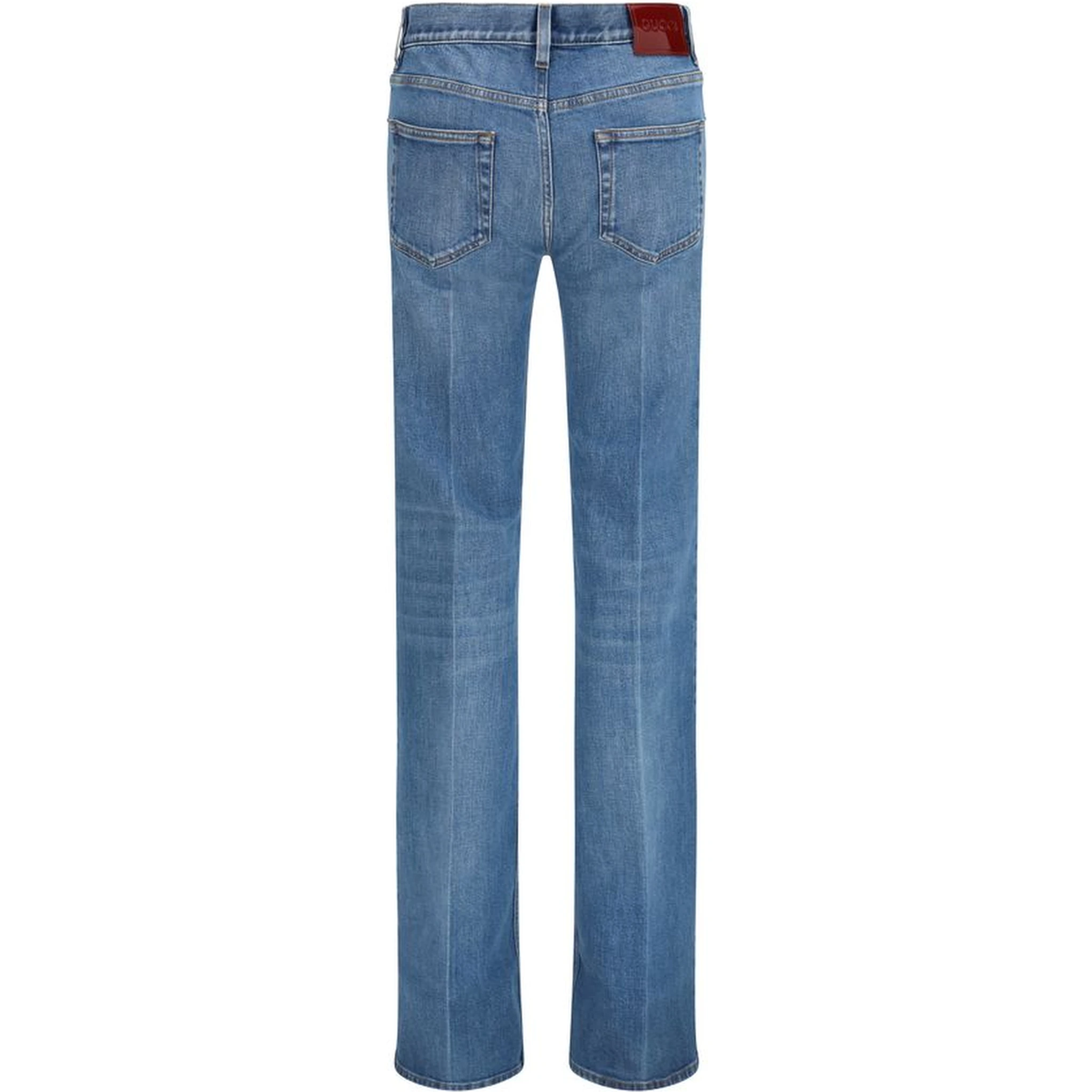 Blue Cotton Flared Jeans