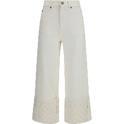 White Cotton Straight-Leg Jeans
