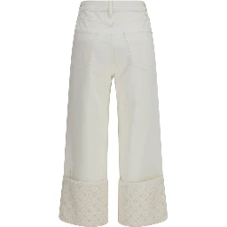 White Cotton Straight-Leg Jeans