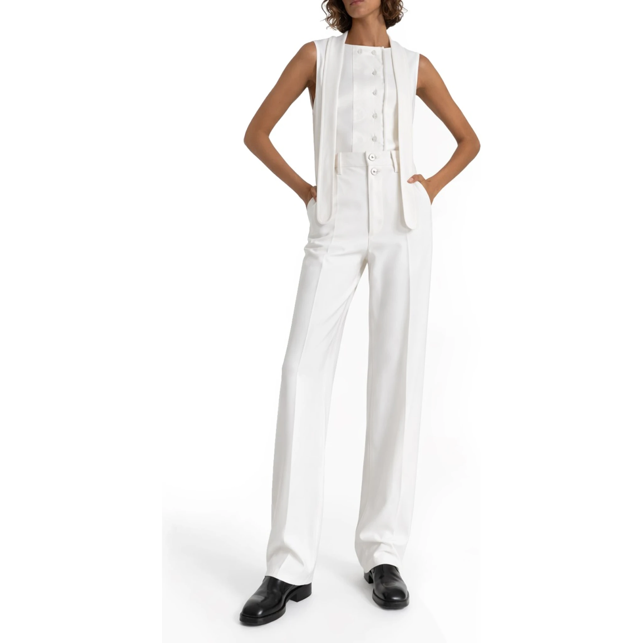 ASYMMETRICAL RIBBED TOP WITH SCARF