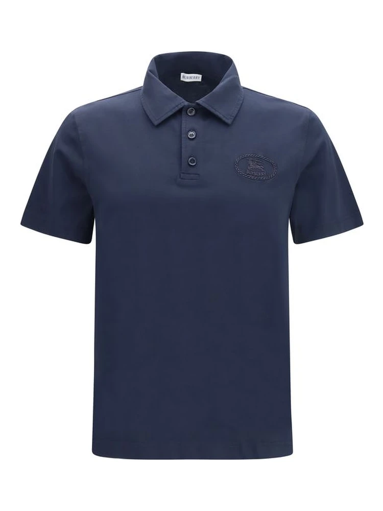 Blue Cotton Polo Shirt