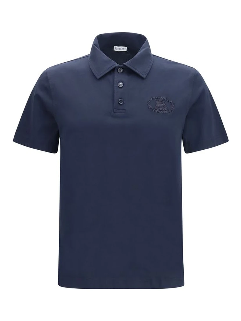 Blue Cotton Polo Shirt