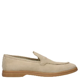 Beige Leather Slip-On Loafers