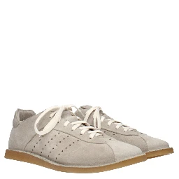 Gray Leather Low Top Sneakers