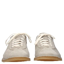 Gray Leather Low Top Sneakers