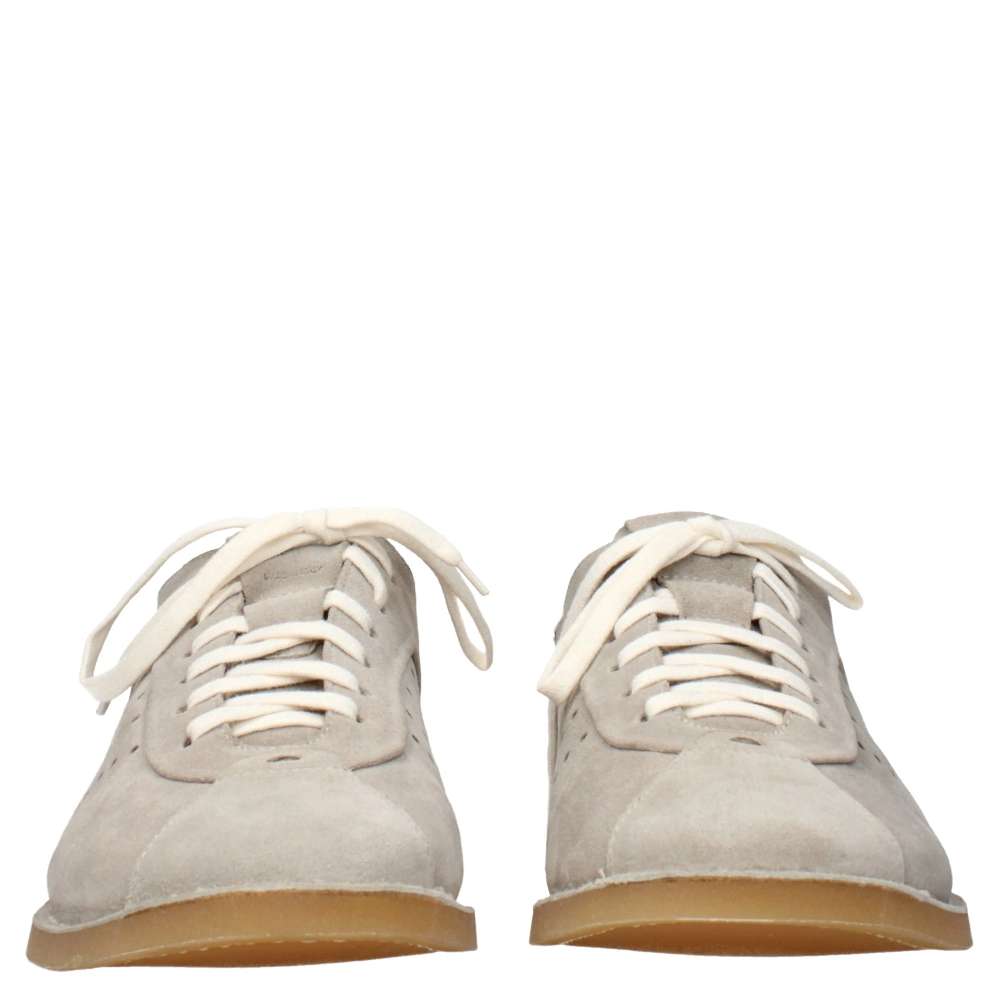 Gray Leather Low Top Sneakers