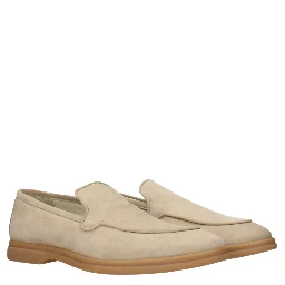 Beige Leather Slip-On Loafers