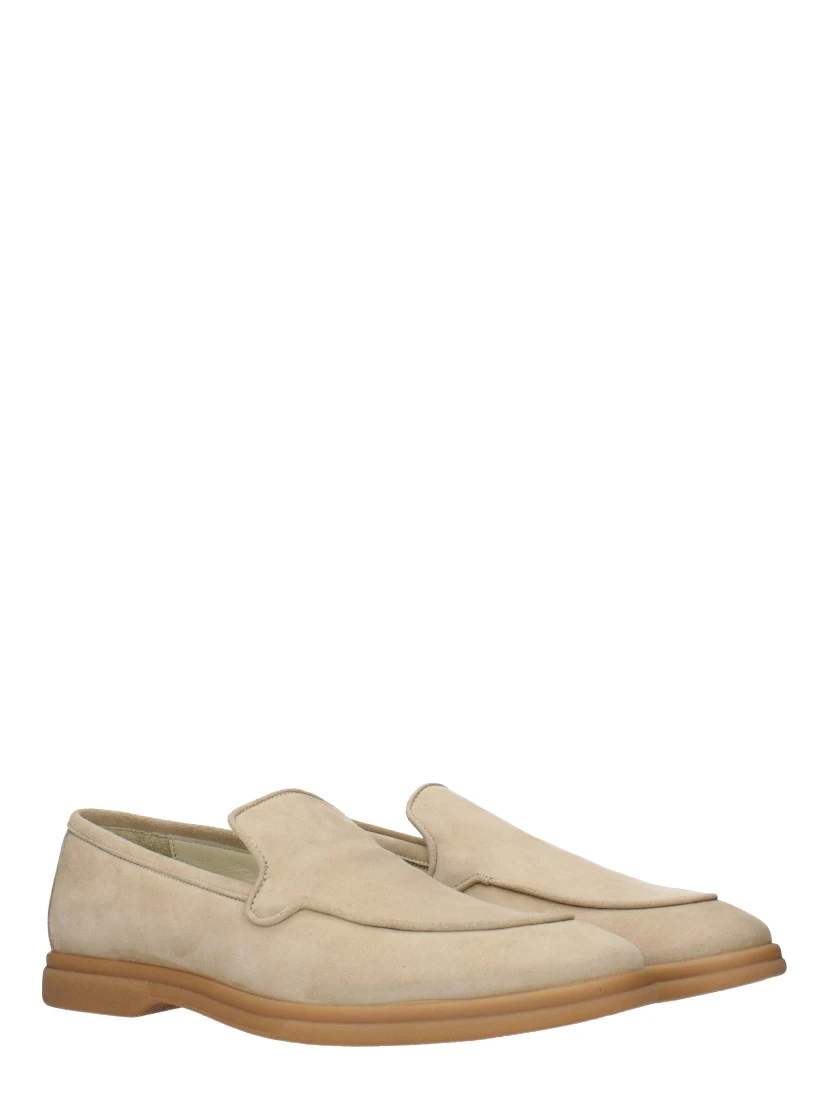 Beige Leather Slip-On Loafers