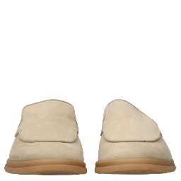 Beige Leather Slip-On Loafers