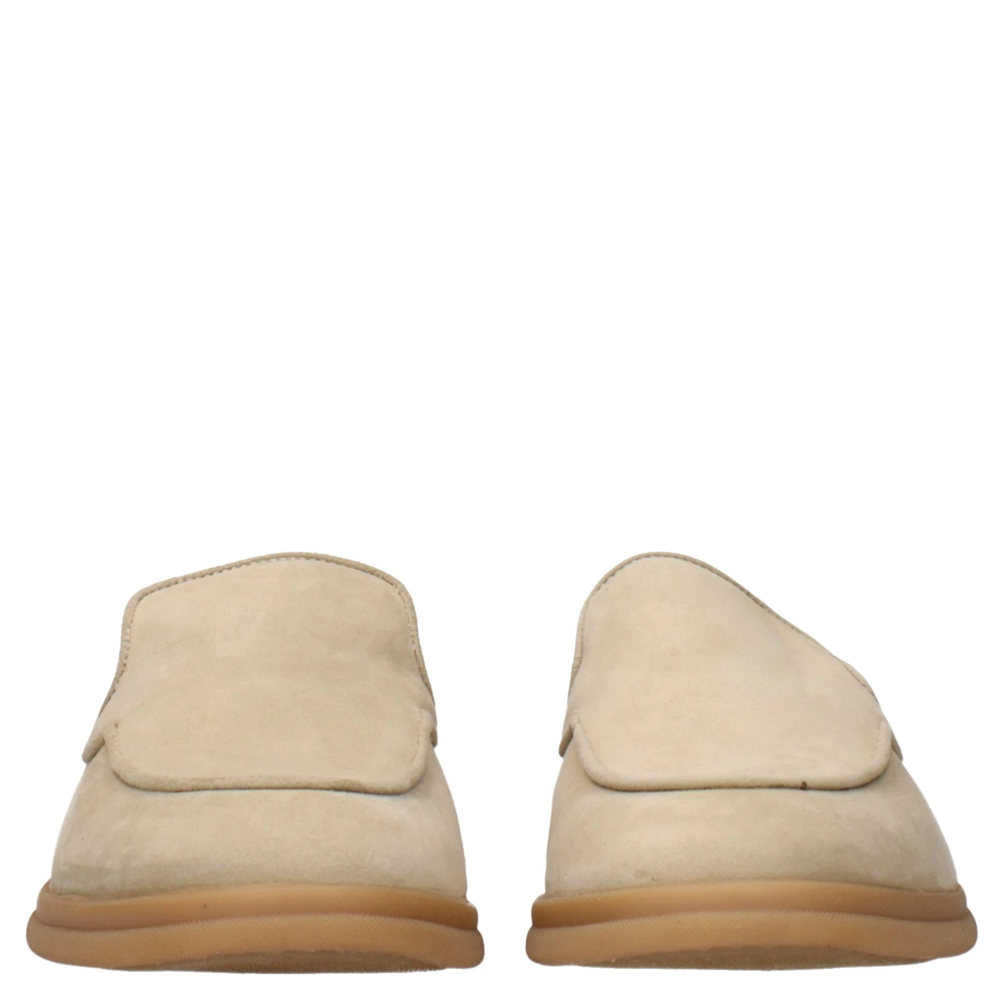 Beige Leather Slip-On Loafers