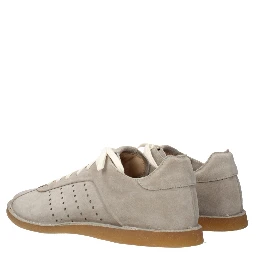 Gray Leather Low Top Sneakers