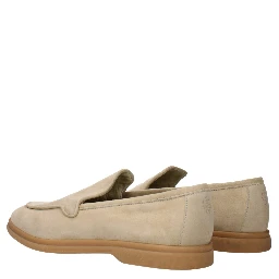 Beige Leather Slip-On Loafers
