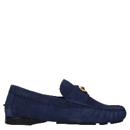 Blue Leather Slip-On Loafers