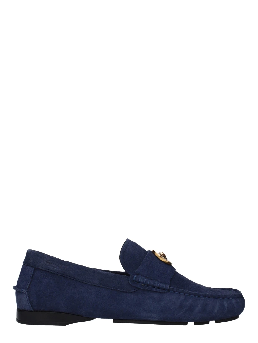 Blue Leather Slip-On Loafers