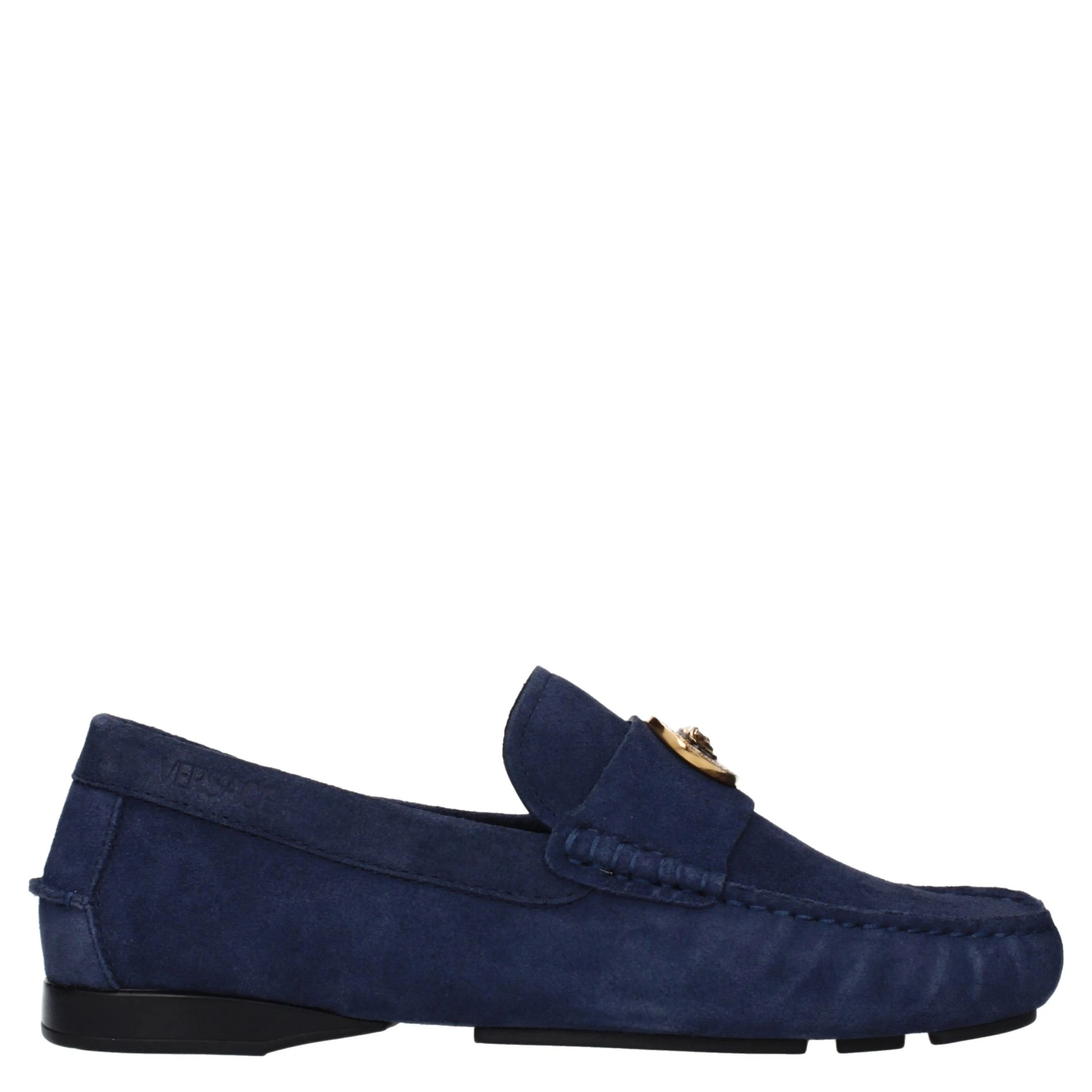 Blue Leather Slip-On Loafers