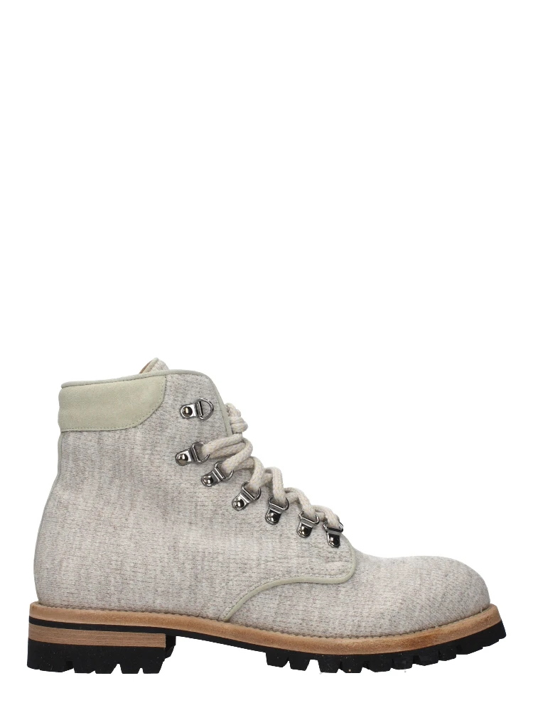 Beige Fabric Ankle Boots