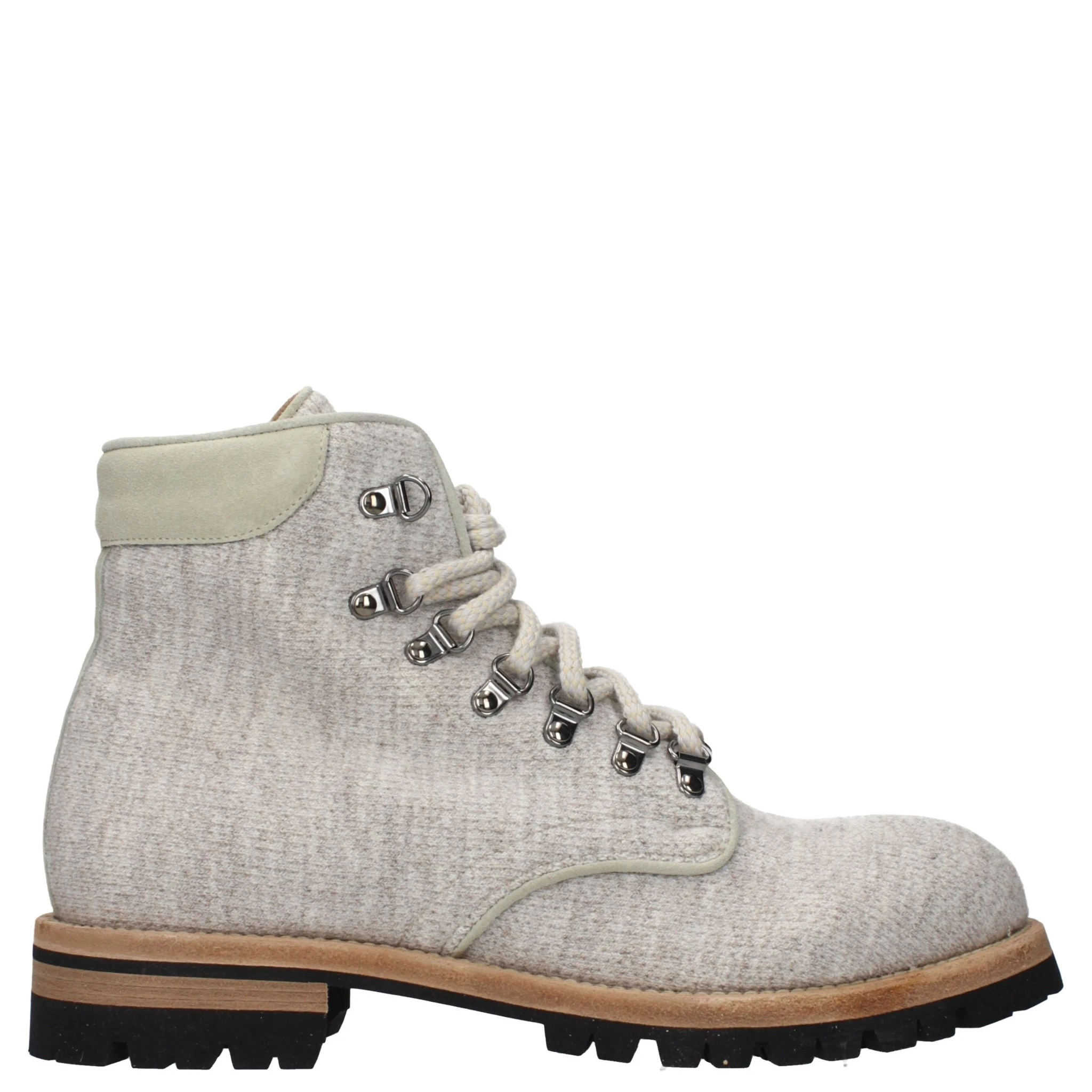 Beige Fabric Ankle Boots