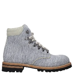 Gray Fabric Ankle Boots