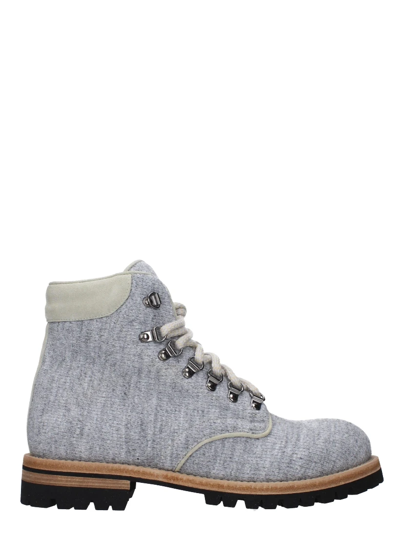 Gray Fabric Ankle Boots