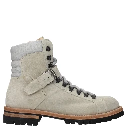 Beige Leather Ankle Boots