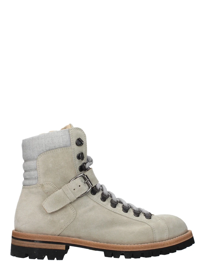 Beige Leather Ankle Boots