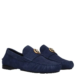 Blue Leather Slip-On Loafers