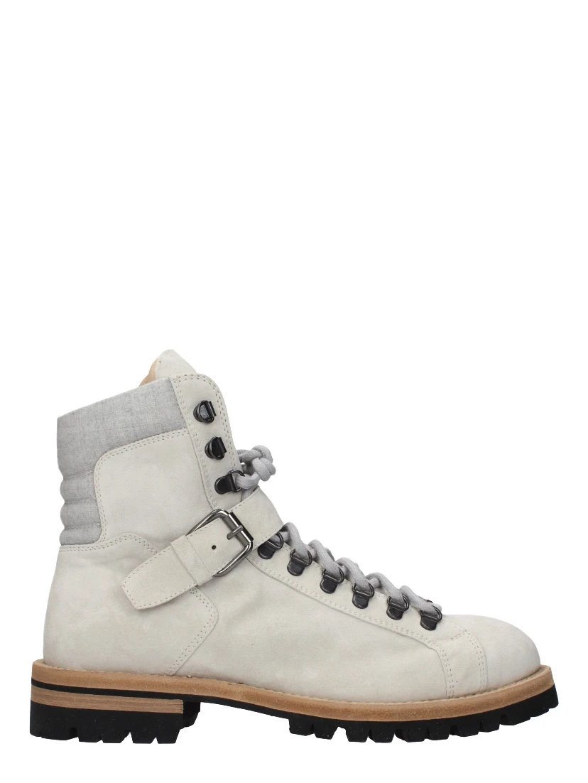 Gray Leather Ankle Boots