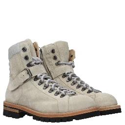 Beige Leather Ankle Boots