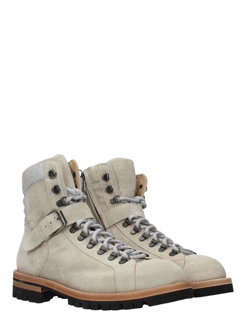 Beige Leather Ankle Boots