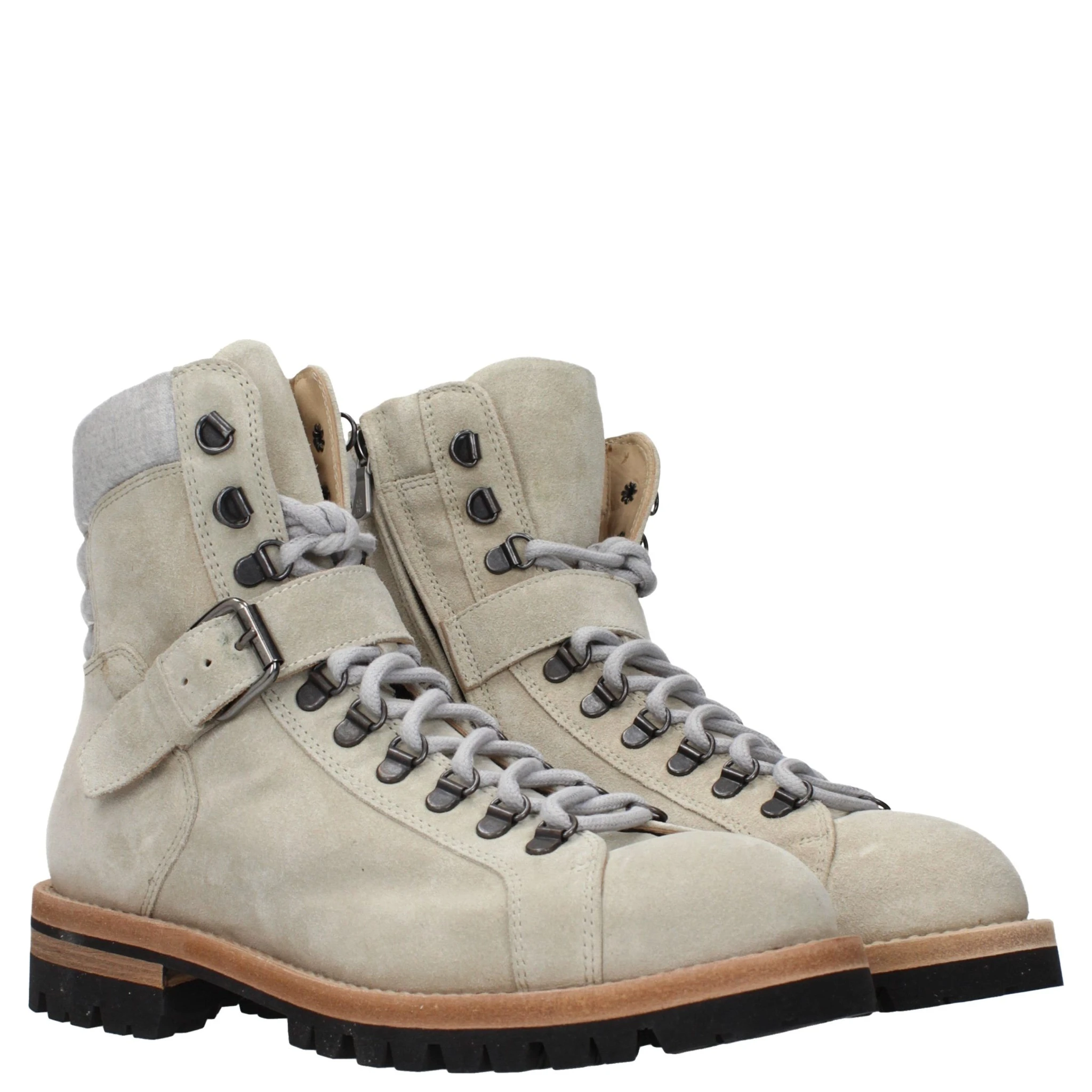 Beige Leather Ankle Boots