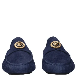 Blue Leather Slip-On Loafers