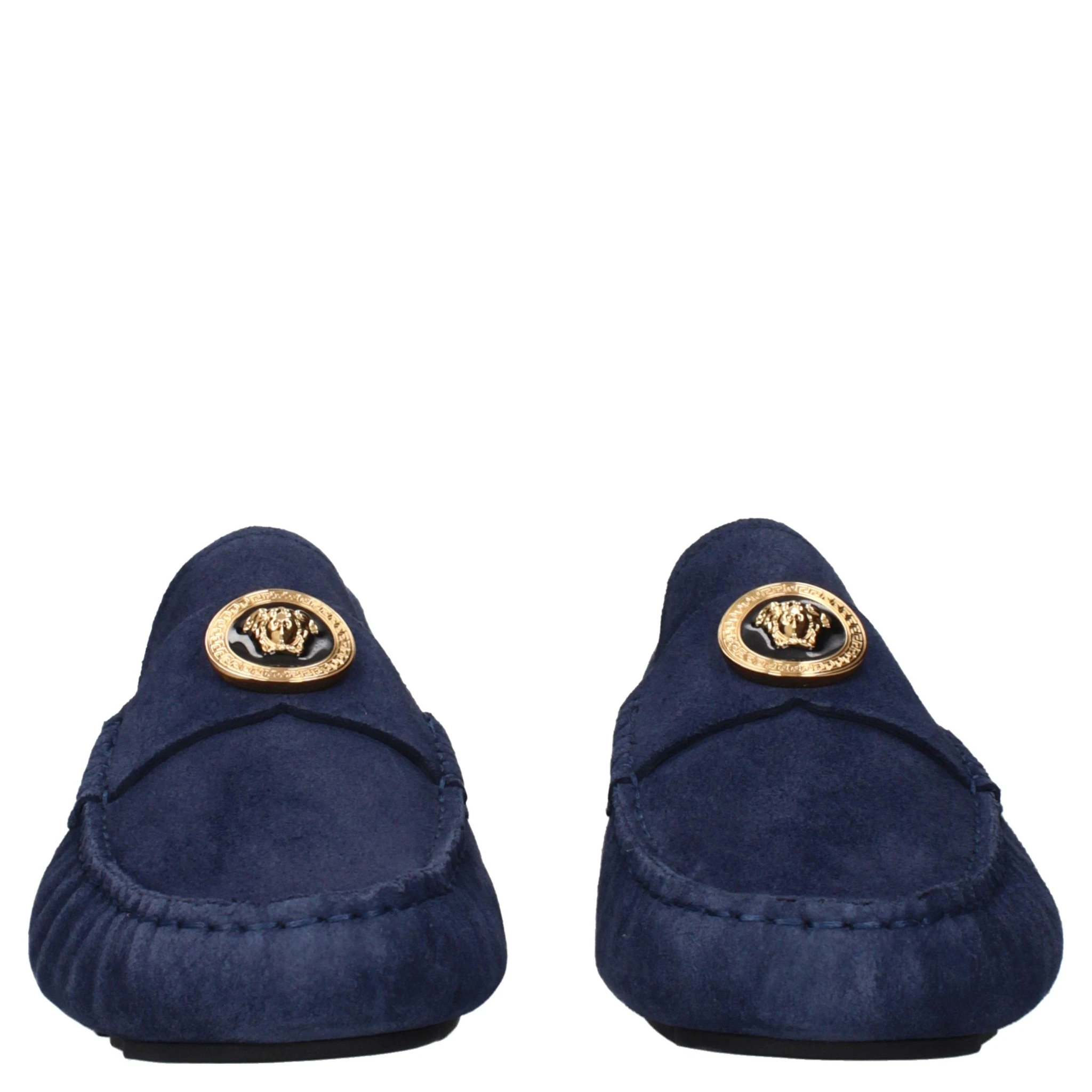 Blue Leather Slip-On Loafers