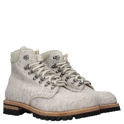 Beige Fabric Ankle Boots