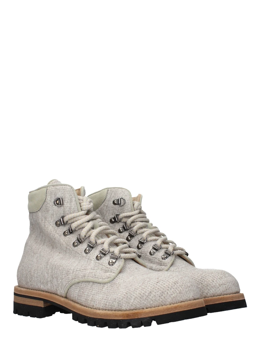 Beige Fabric Ankle Boots