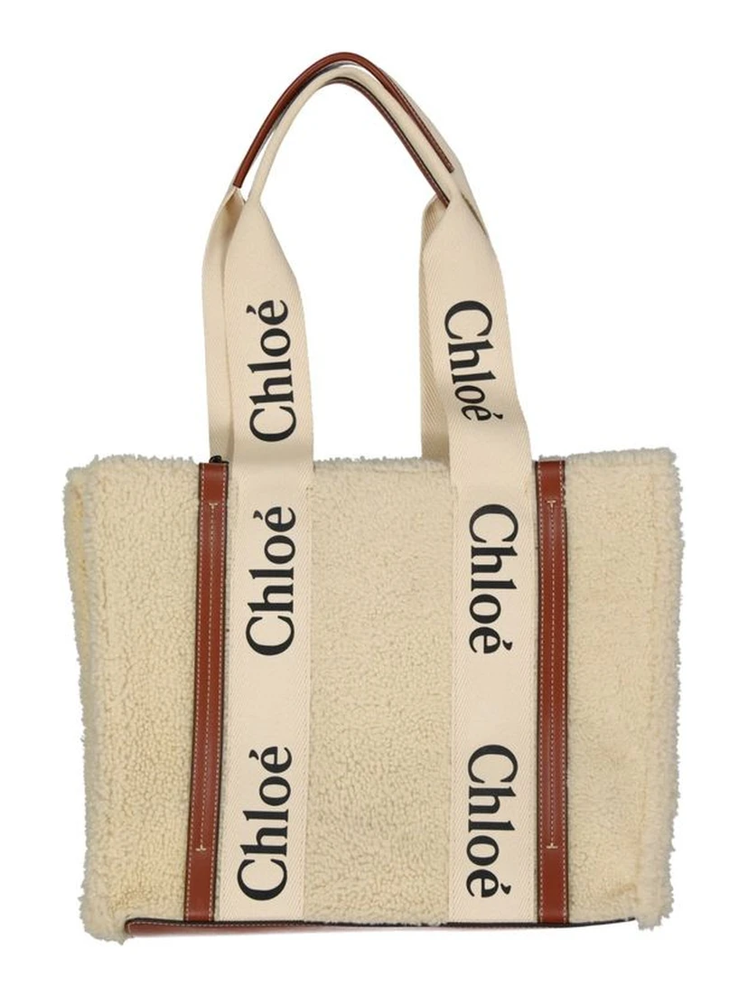 Beige Lamb Fur Tote Bag