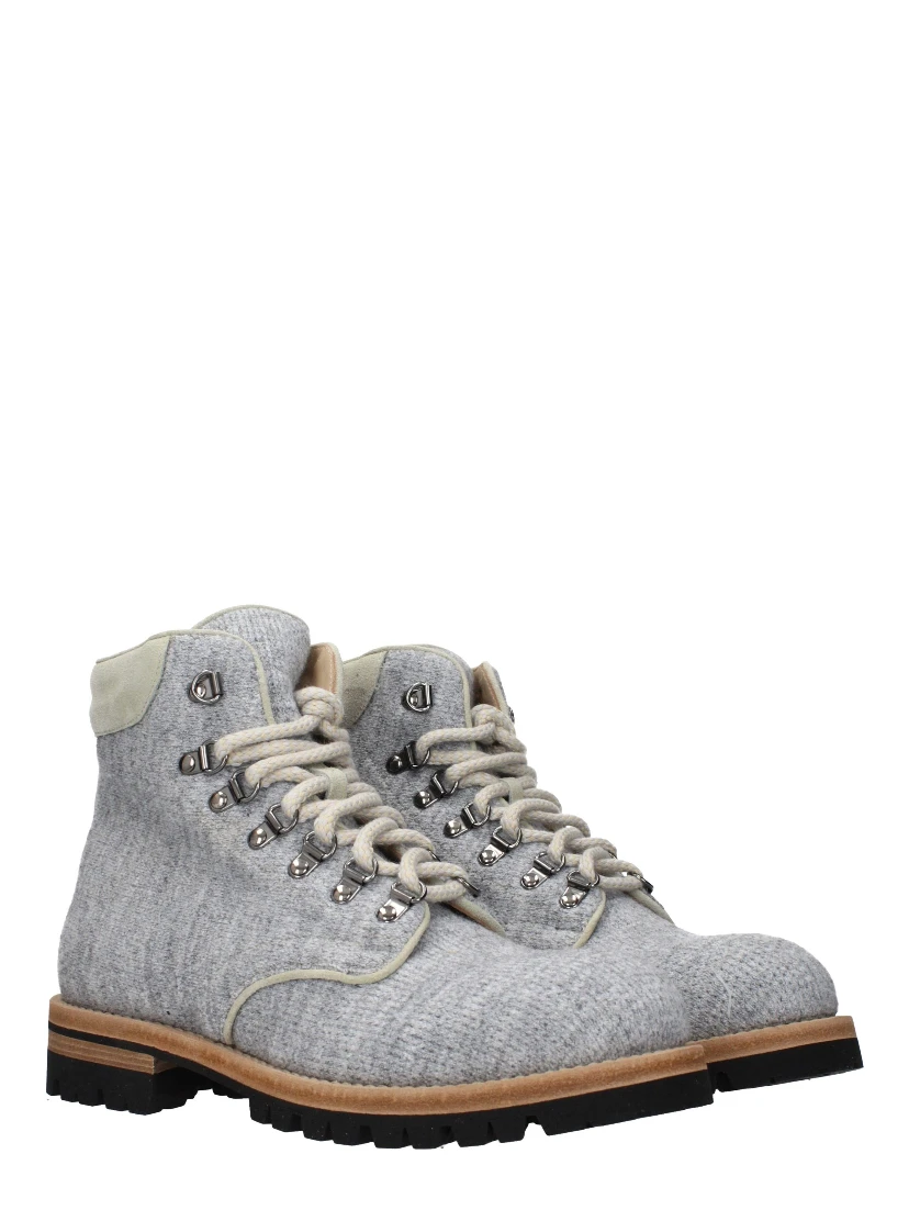 Gray Fabric Ankle Boots