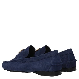 Blue Leather Slip-On Loafers