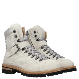 Gray Leather Ankle Boots